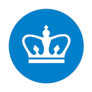 white Columbia crown on a medium blue background