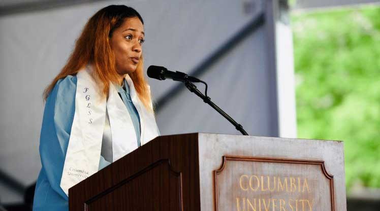 Photo of Trina Nurse speaking at 2022 Commencement